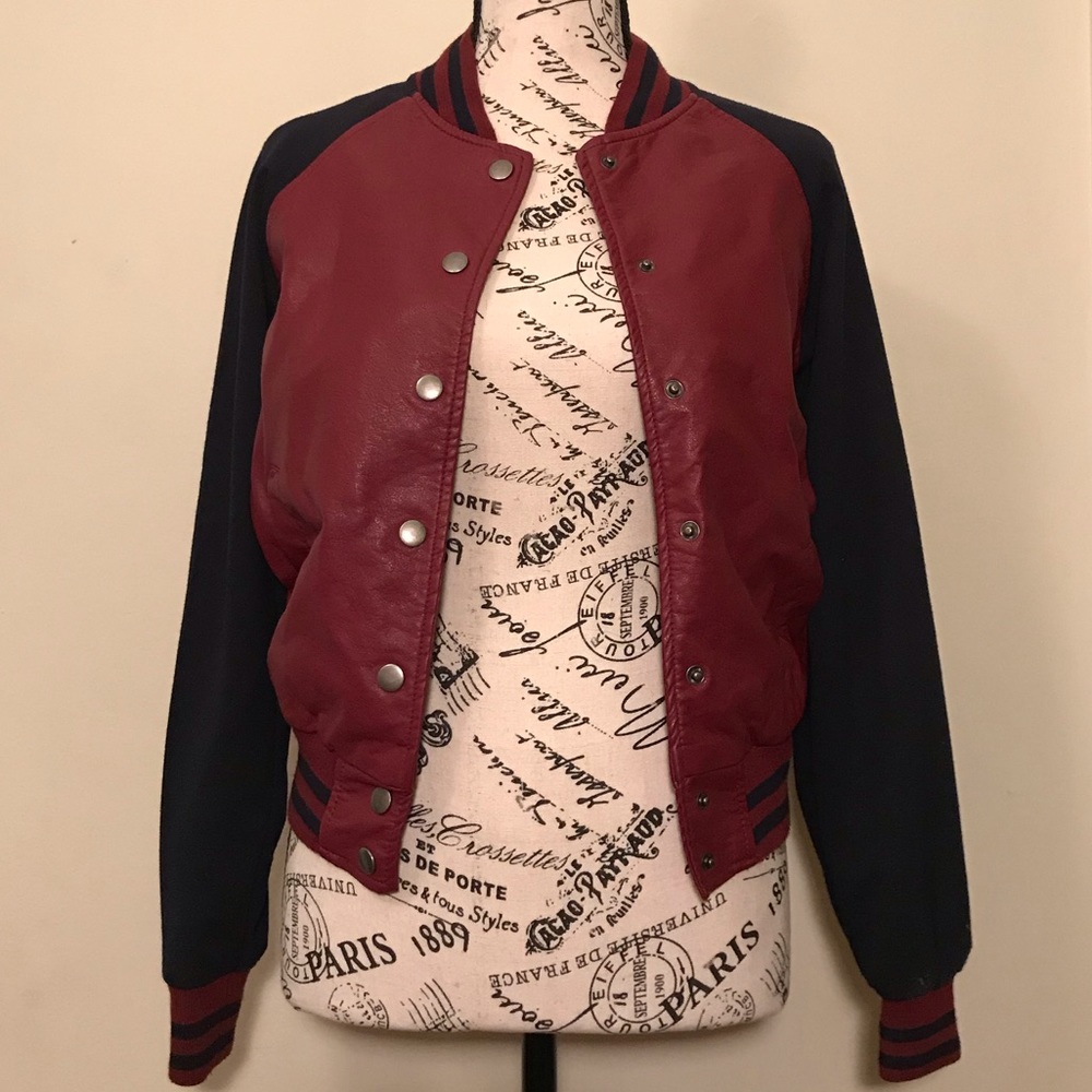 Forever 21 • Faux Leather Varsity Jacket
